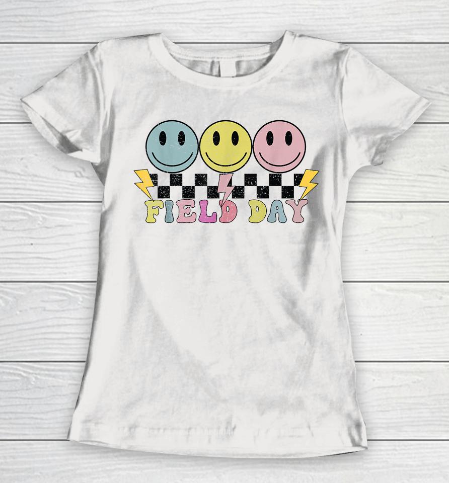 Hippie Retro Field Day Design For Kids, Teachers Field Day Women T-Shirt