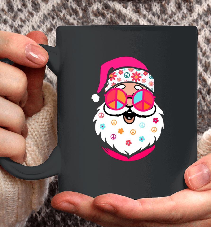 Hippie Santa Cute Christmas Retro Groovy Santa Pink Santa Coffee Mug