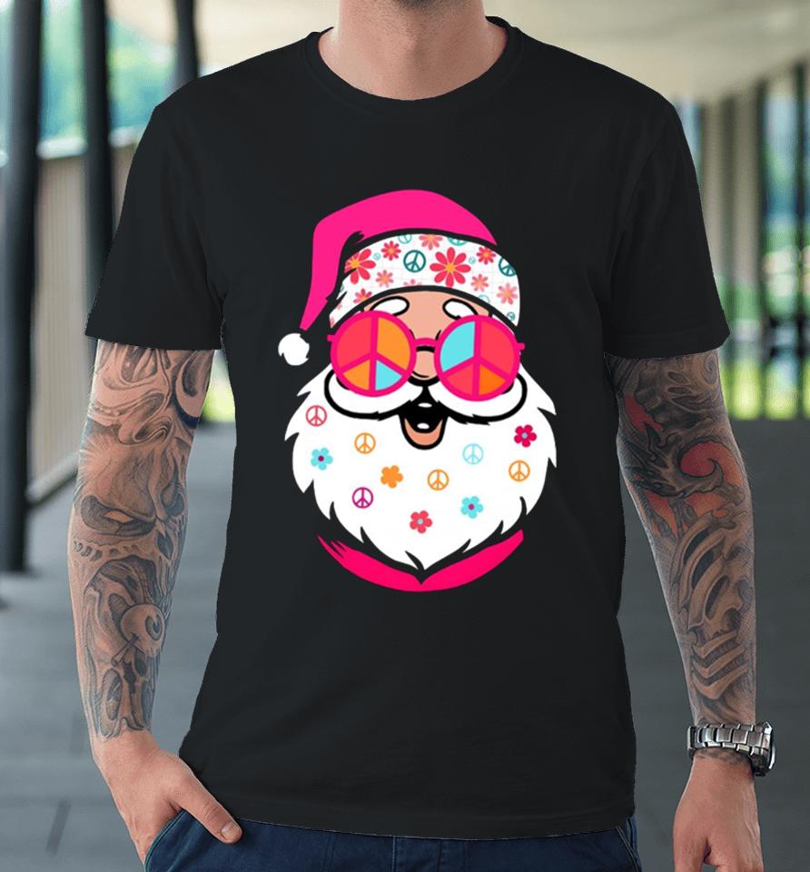 Hippie Santa Cute Christmas Retro Groovy Santa Pink Santa Premium T-Shirt