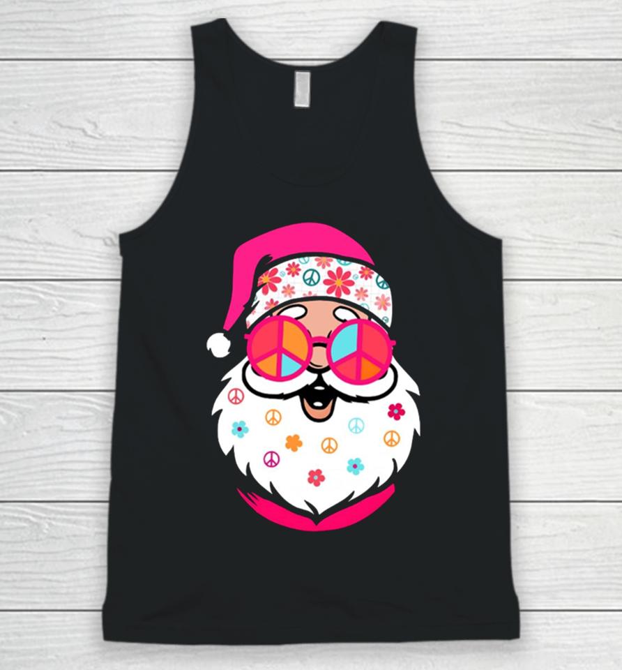 Hippie Santa Cute Christmas Retro Groovy Santa Pink Santa Unisex Tank Top