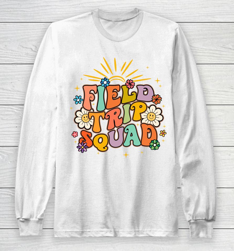 Hippie Smile Face Field Trip Squad Groovy Field Day 2023 Long Sleeve T-Shirt