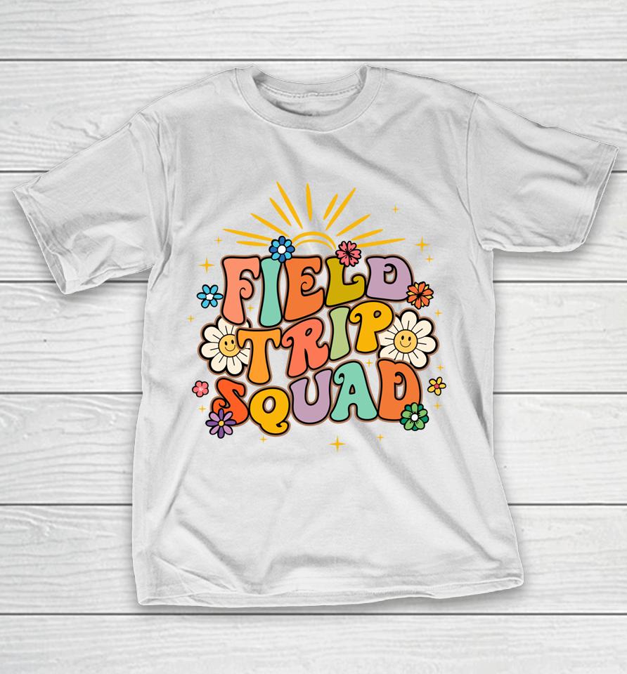 Hippie Smile Face Field Trip Squad Groovy Field Day 2023 T-Shirt