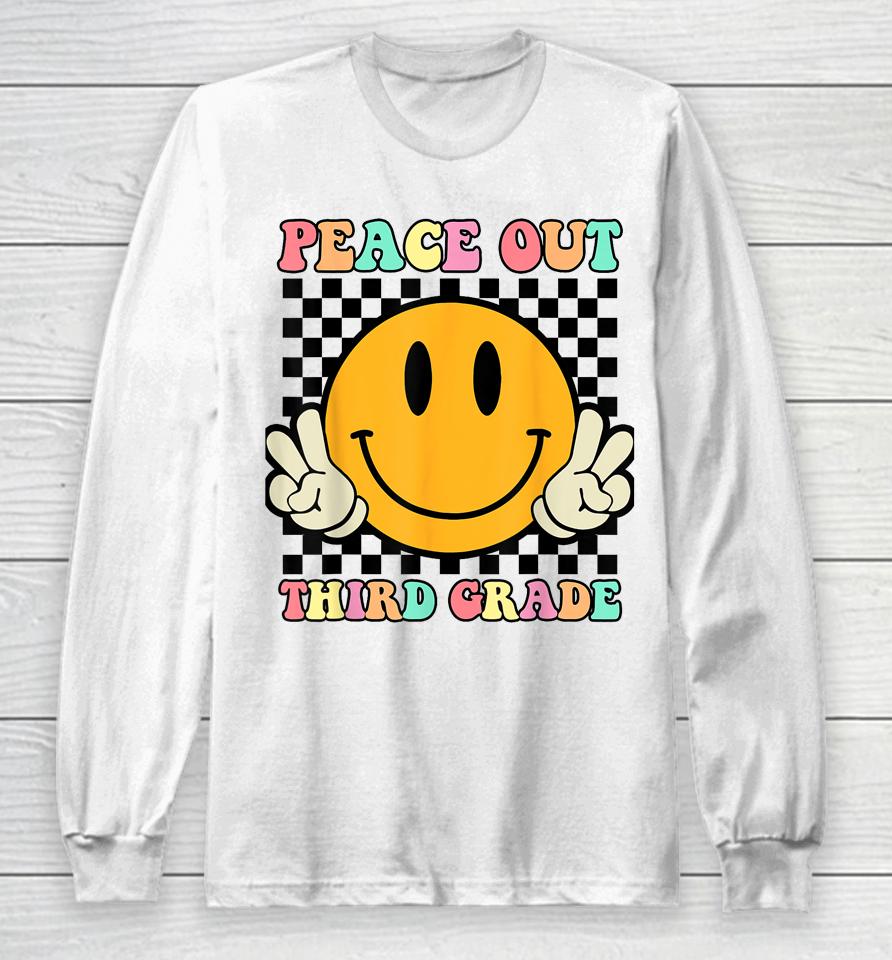 Hippie Smile Face Peace Out Third 3Rd Grade Class Of 2023 Long Sleeve T-Shirt