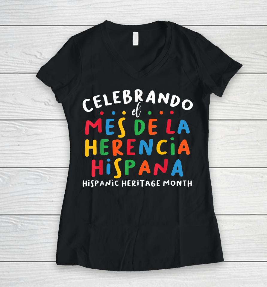 Hispanic Heritage Month 2022 National Latino Countries Flag Women V-Neck T-Shirt