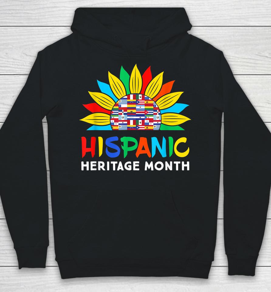 Hispanic Heritage Month Colorful Sunflower Flag Root Latino Hoodie