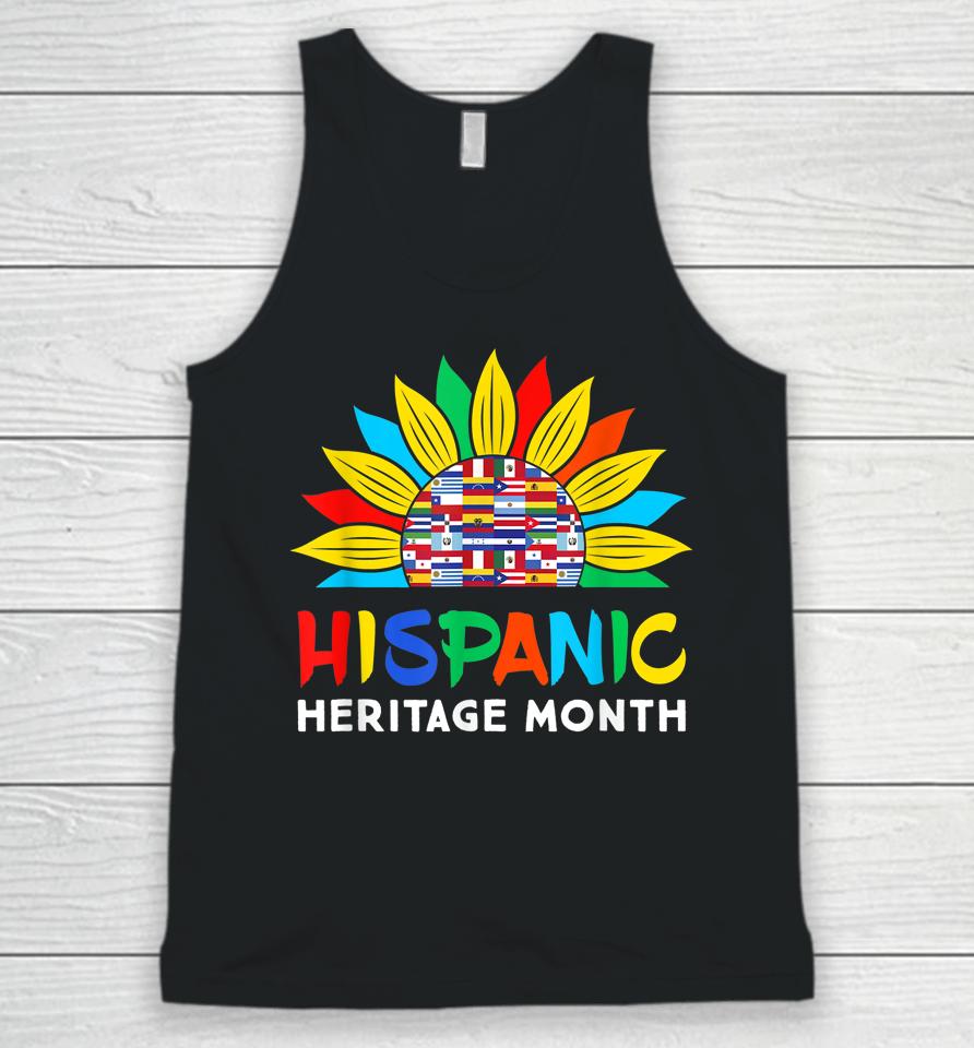 Hispanic Heritage Month Colorful Sunflower Flag Root Latino Unisex Tank Top
