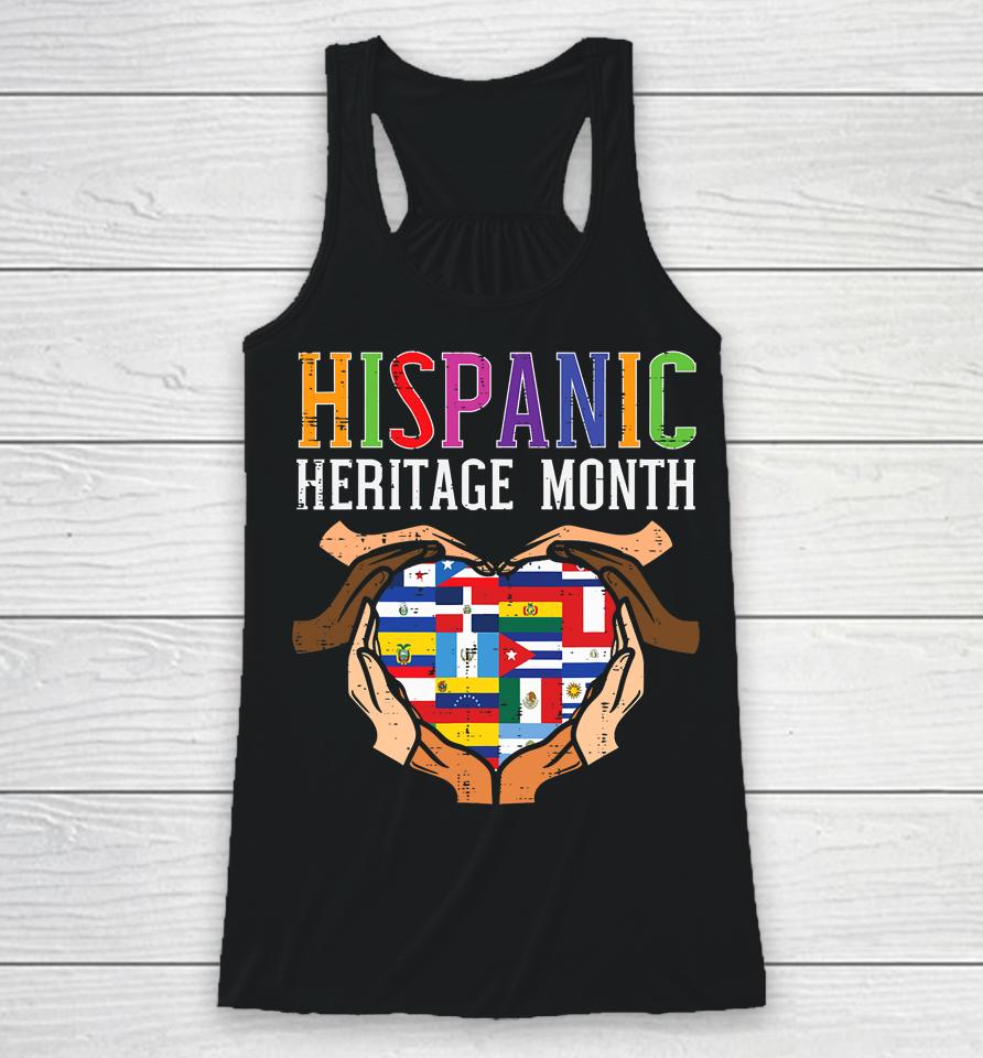 Hispanic Heritage Month Hands Heart Flags Racerback Tank