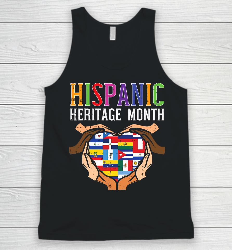 Hispanic Heritage Month Hands Heart Flags Unisex Tank Top