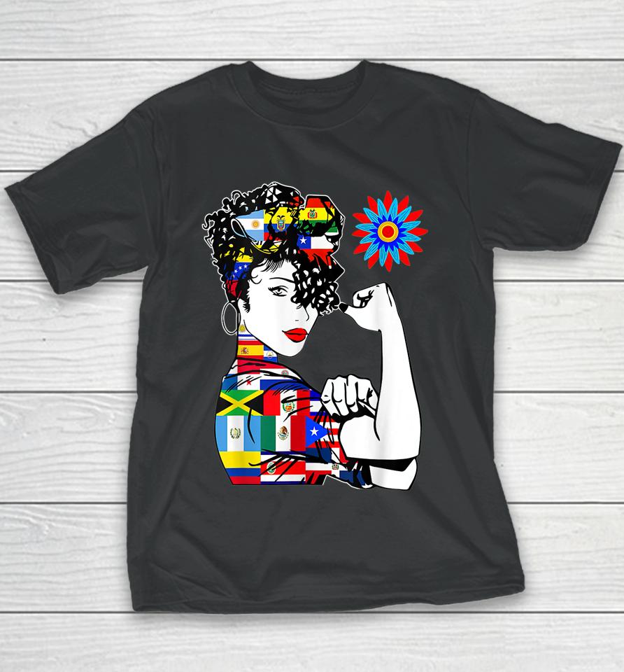 Hispanic Heritage Month Hispanic Women Girls Inspired Art Youth T-Shirt