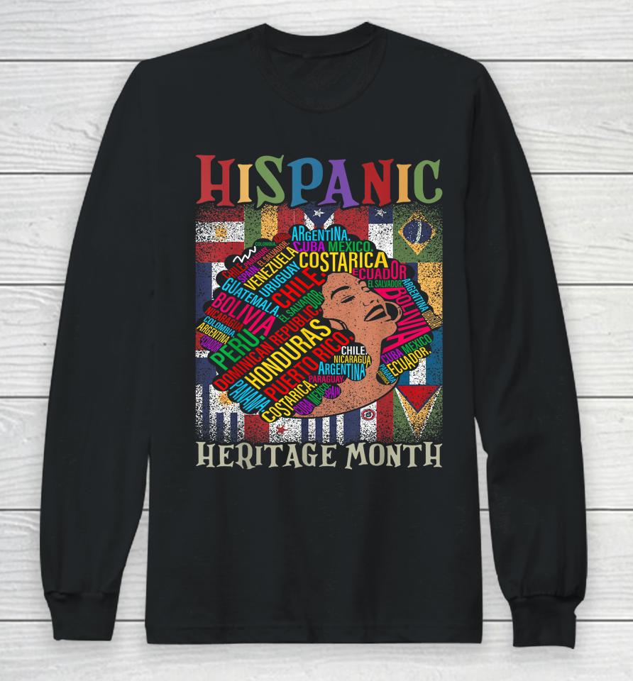 Hispanic Heritage Month Latina Girls Latino Countries Flags Long Sleeve T-Shirt