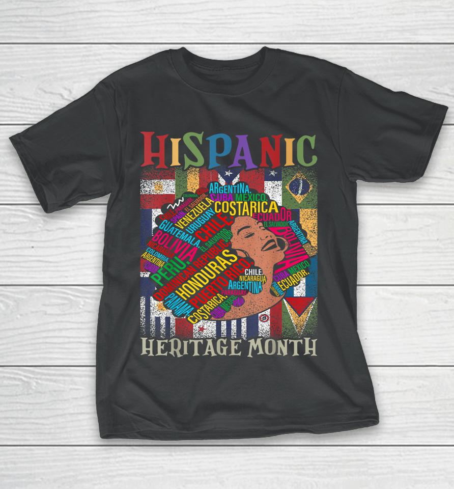 Hispanic Heritage Month Latina Girls Latino Countries Flags T-Shirt