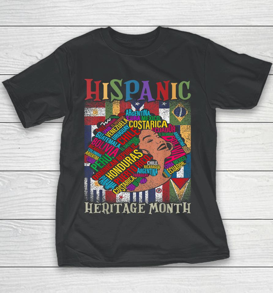Hispanic Heritage Month Latina Girls Latino Countries Flags Youth T-Shirt