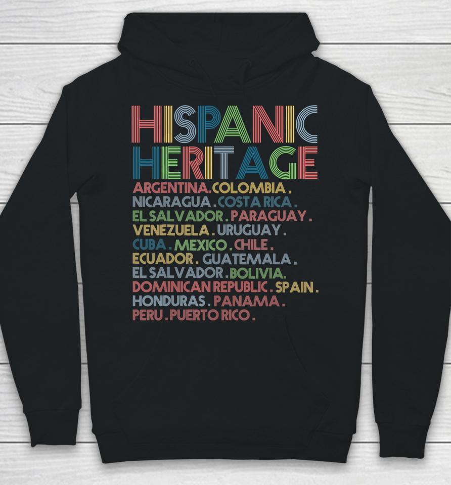 Hispanic Heritage Month Latino All Countries Names Hoodie