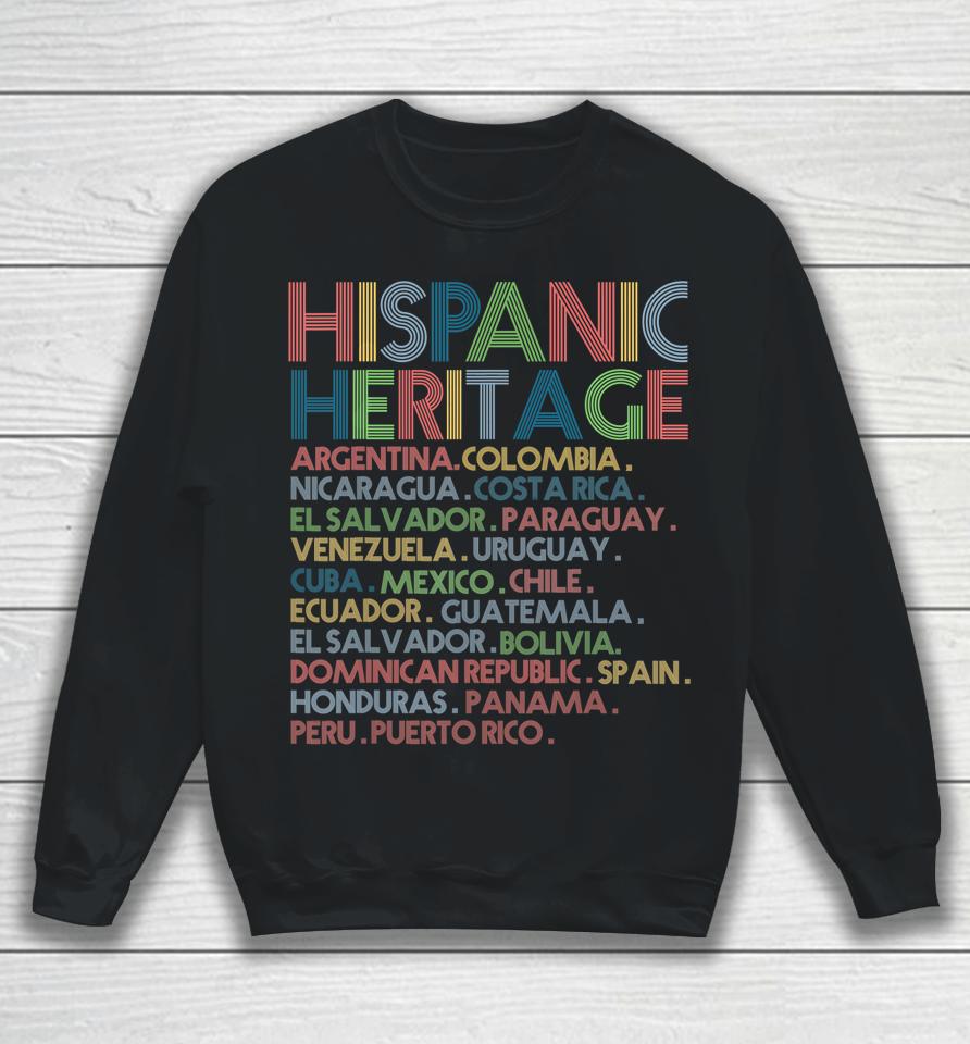 Hispanic Heritage Month Latino All Countries Names Sweatshirt