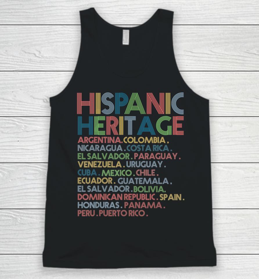 Hispanic Heritage Month Latino All Countries Names Unisex Tank Top