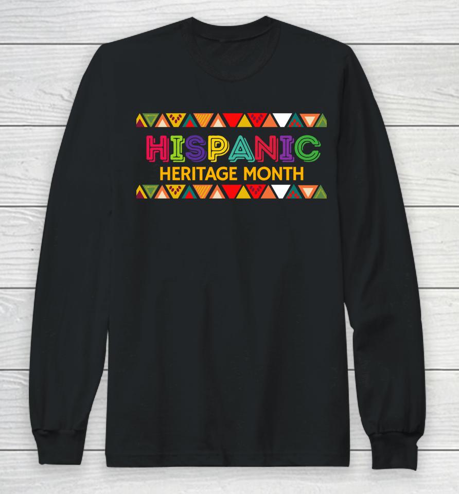 Hispanic Heritage Month Latino Countries Flag Retro Groovy Long Sleeve T-Shirt