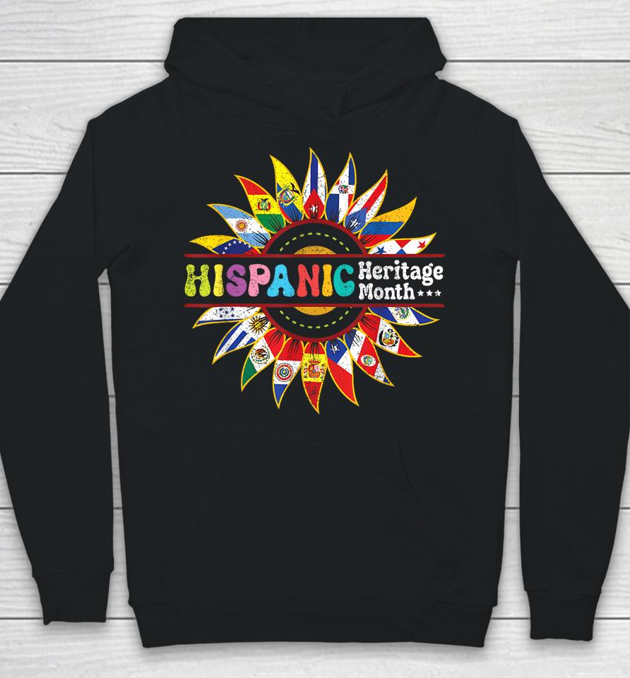 Hispanic Heritage Month Latino Countries Flags Sunflower Hoodie