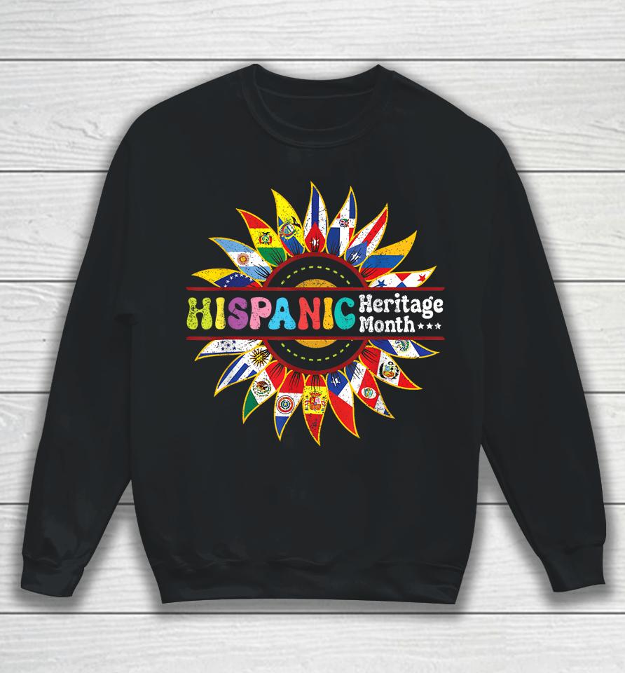 Hispanic Heritage Month Latino Countries Flags Sunflower Sweatshirt