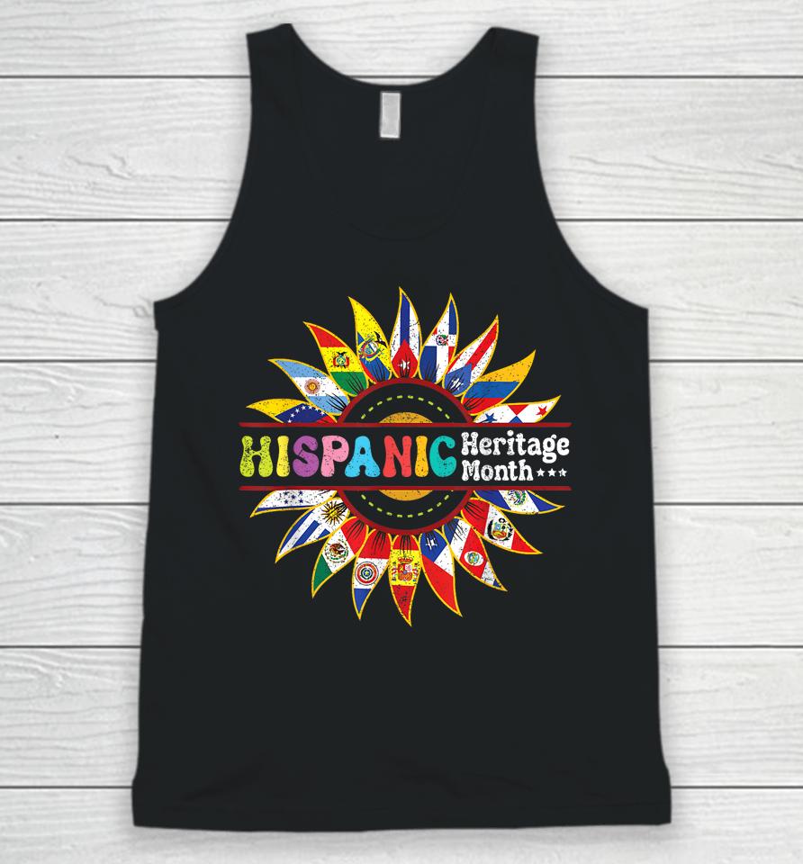Hispanic Heritage Month Latino Countries Flags Sunflower Unisex Tank Top
