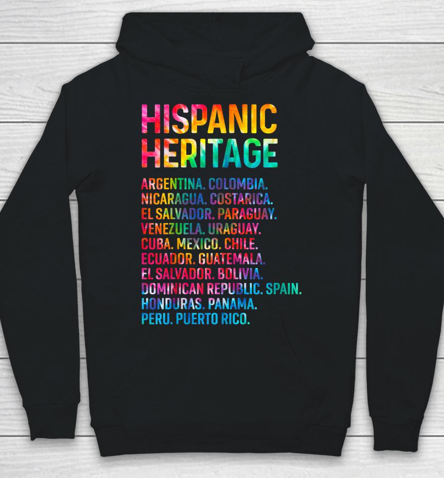 Hispanic Heritage Month Latino Countries Names Retro Vintage Hoodie