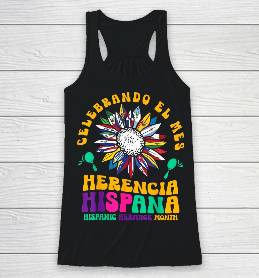 Hispanic Heritage Month Mes De La Herencia Hispana Sunflower Racerback Tank