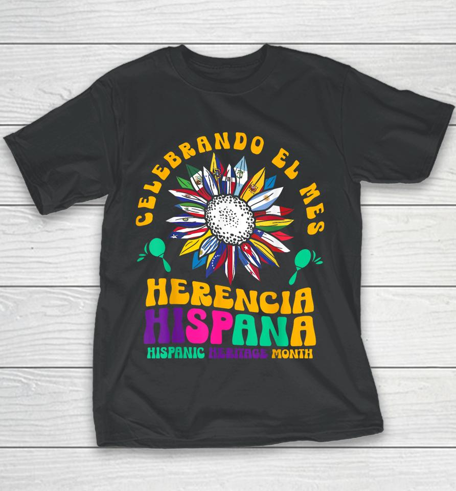 Hispanic Heritage Month Mes De La Herencia Hispana Sunflower Youth T-Shirt