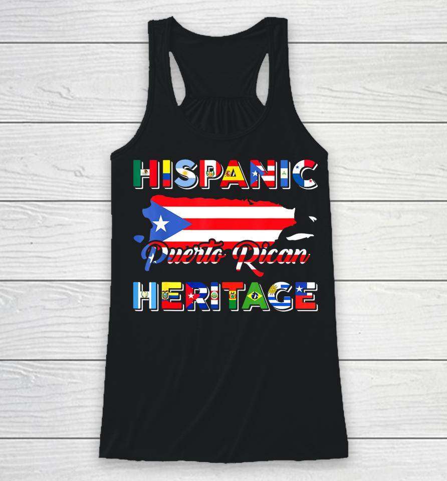 Hispanic Heritage Month Puerto Rican Puerto Rico Flag Pride Racerback Tank