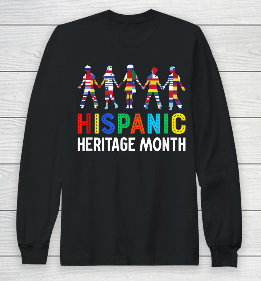 Hispanic Heritage Month Shirt Hand Flag Root Latino Long Sleeve T-Shirt