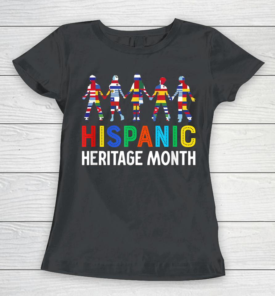 Hispanic Heritage Month Shirt Hand Flag Root Latino Women T-Shirt