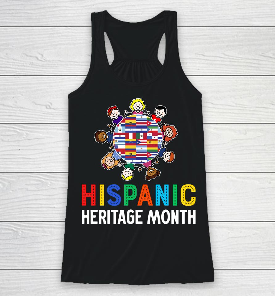 Hispanic Heritage Month Shirt Kids Hand Flag Root Latino Racerback Tank