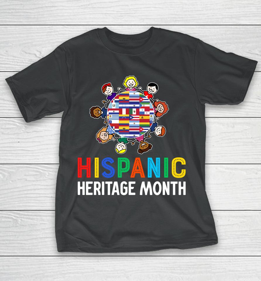 Hispanic Heritage Month Shirt Kids Hand Flag Root Latino T-Shirt