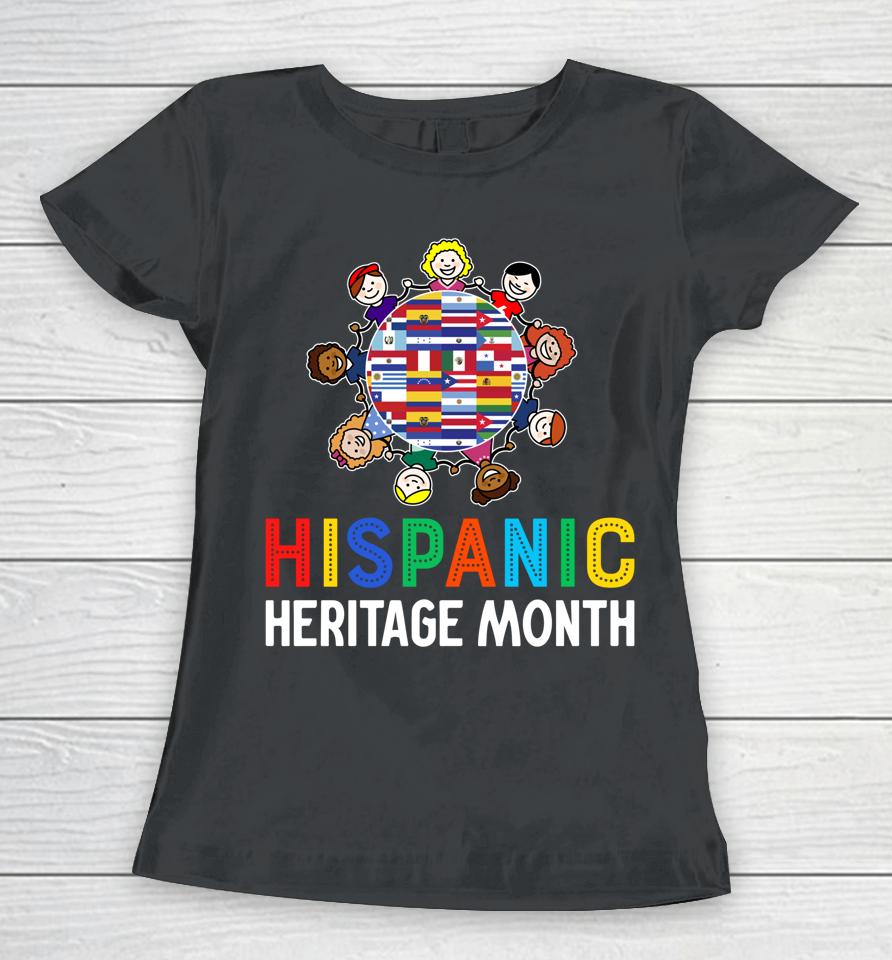 Hispanic Heritage Month Shirt Kids Hand Flag Root Latino Women T-Shirt