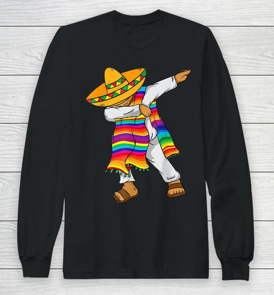 Hispanic Heritage Month Shirt Mexico Boy Men Dabbing Mexican Long Sleeve T-Shirt