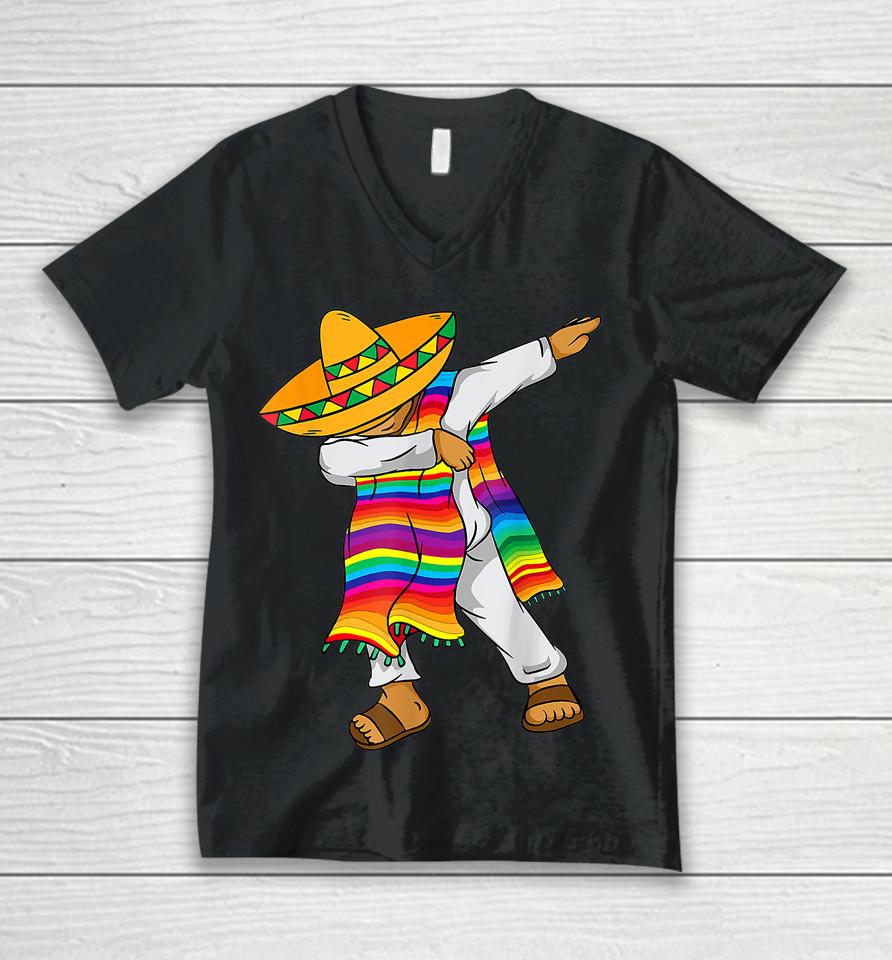 Hispanic Heritage Month Shirt Mexico Boy Men Dabbing Mexican Unisex V-Neck T-Shirt