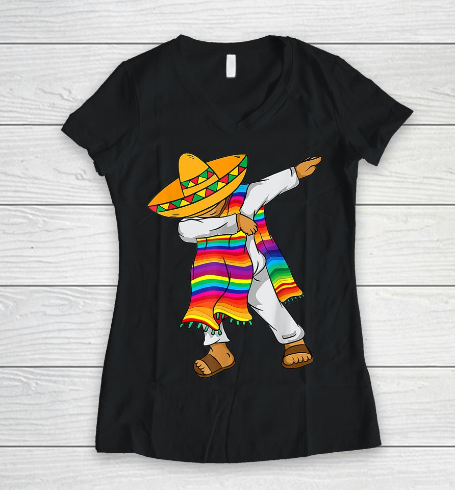 Hispanic Heritage Month Shirt Mexico Boy Men Dabbing Mexican Women V-Neck T-Shirt
