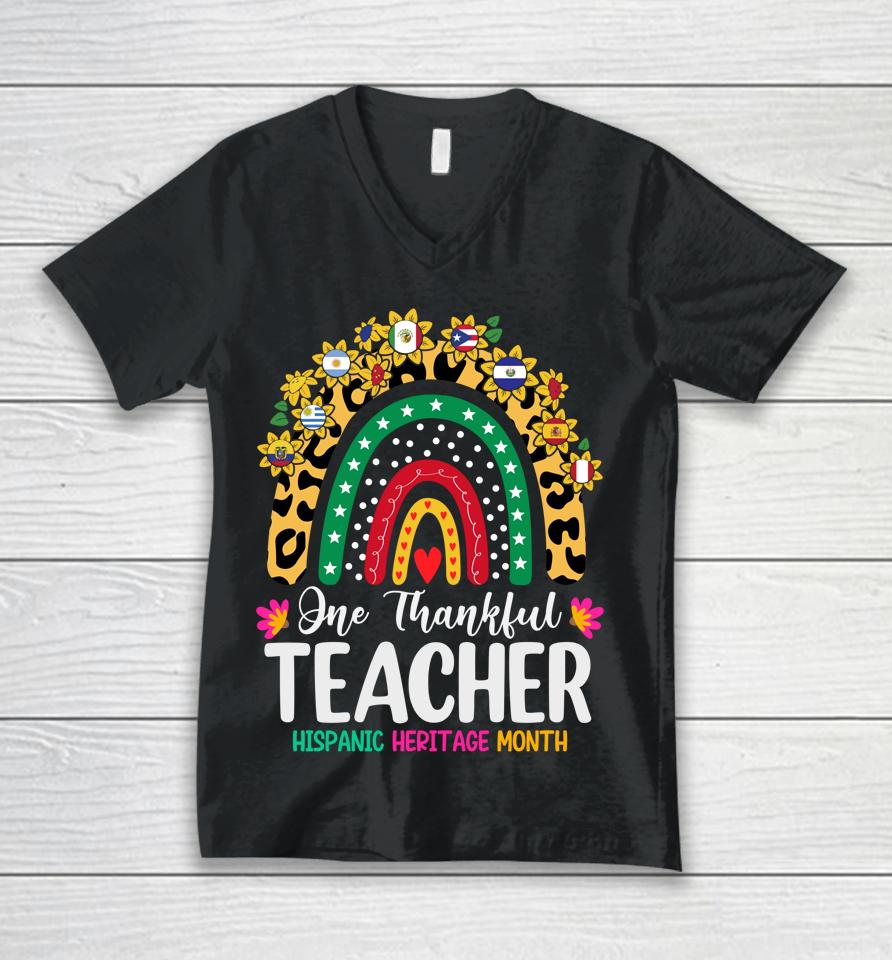 Hispanic Heritage Month Teacher Latina Countries Flags Unisex V-Neck T-Shirt