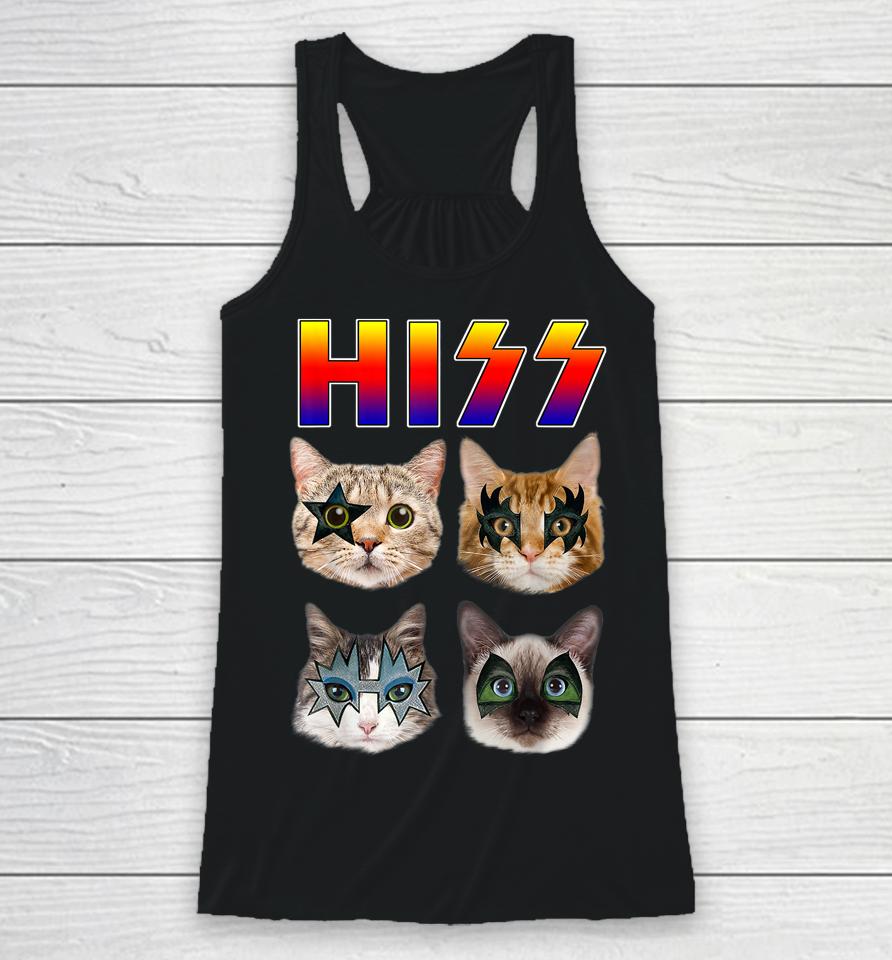 Hiss Funny Cats Kittens Rock Rockin Racerback Tank