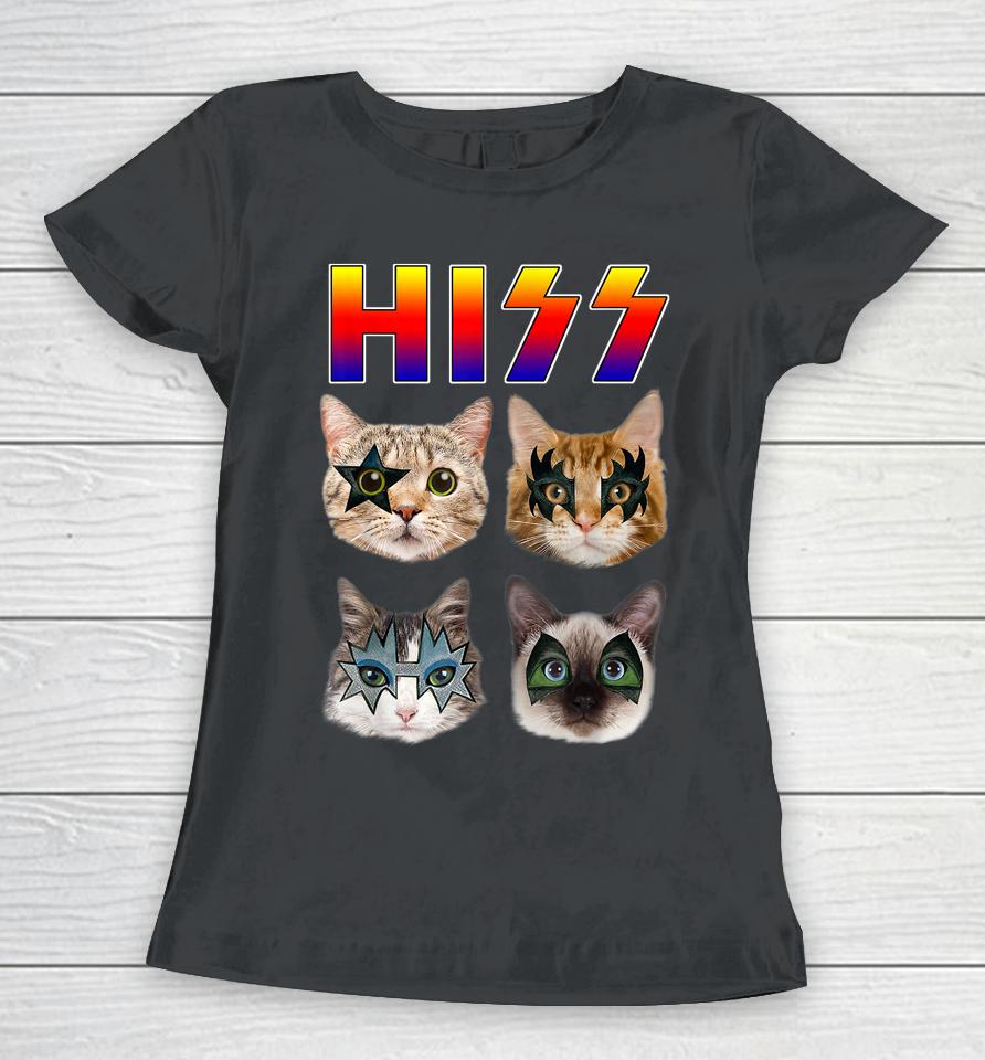 Hiss Funny Cats Kittens Rock Rockin Women T-Shirt