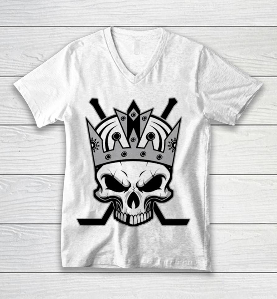 Hockey Kings Skull Crown Los Angeles Unisex V-Neck T-Shirt