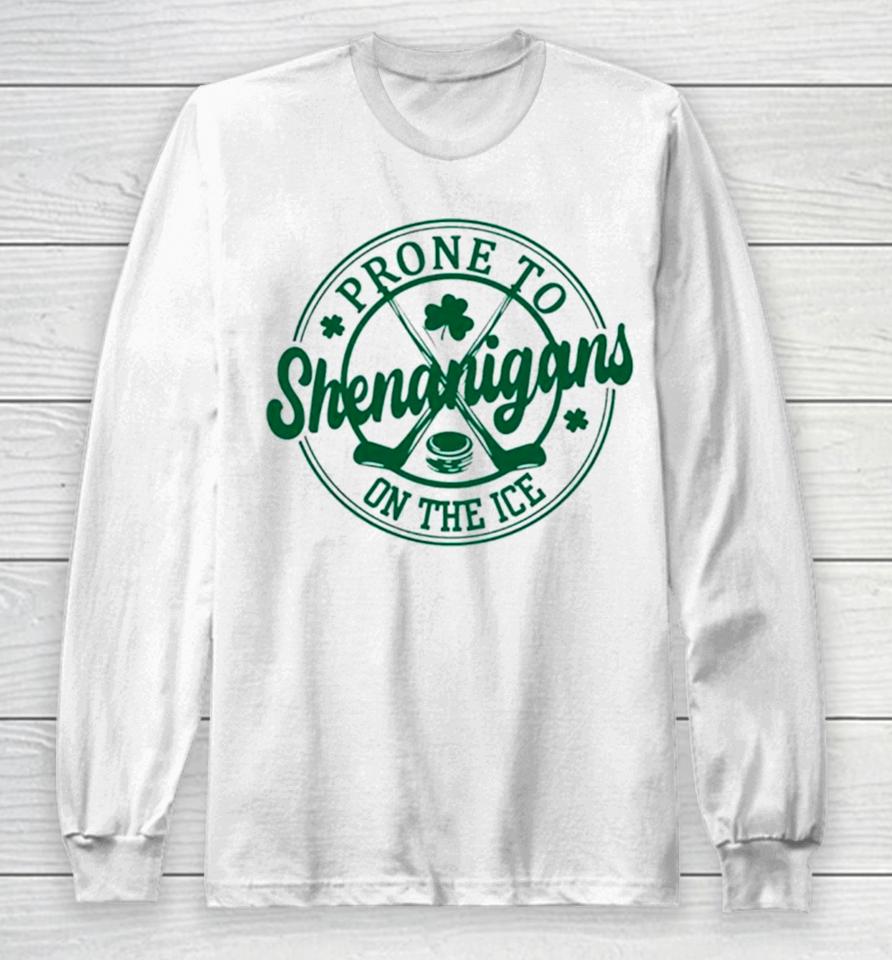 Hockey Prone To Shenanigans On The Ice Logo Long Sleeve T-Shirt