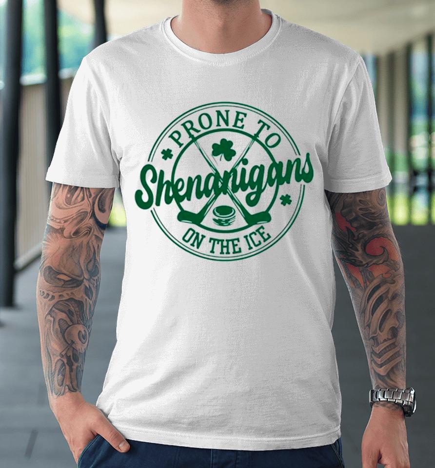 Hockey Prone To Shenanigans On The Ice Logo Premium T-Shirt