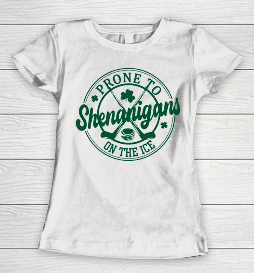 Hockey Prone To Shenanigans On The Ice Logo Women T-Shirt