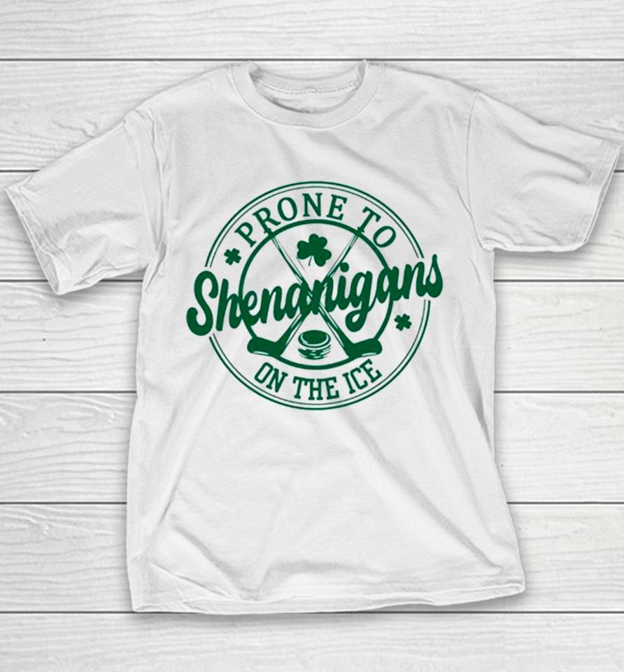 Hockey Prone To Shenanigans On The Ice Logo Youth T-Shirt