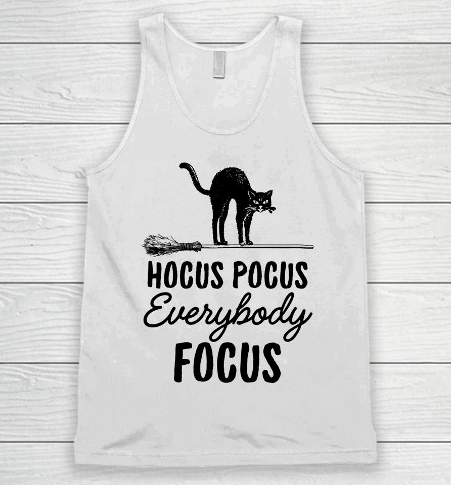 Hocus Pocus Everybody Focus Funny Cat Halloween Teacher Unisex Tank Top
