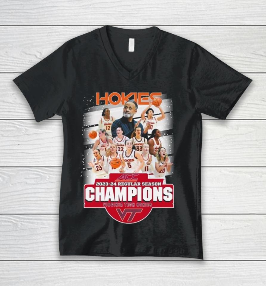 Hokies Acc 2023 24 Regular Season Champions Virginia Tech Hokies Unisex V-Neck T-Shirt