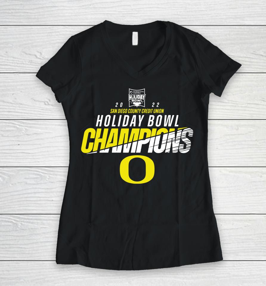 Holiday Bowl Oregon Ducks Champion Women V-Neck T-Shirt
