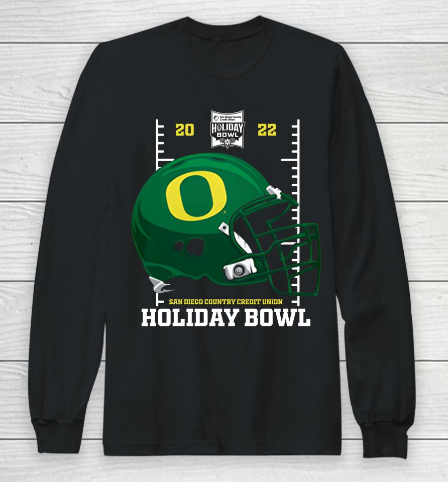 Holiday Bowl Oregon Ducks Helmet 2022 Black Holiday Bowl Shop Long Sleeve T-Shirt