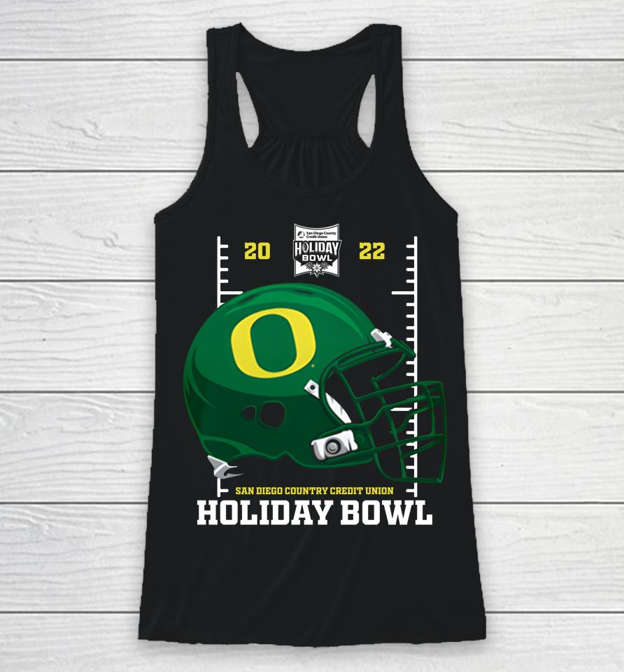 Holiday Bowl Oregon Ducks Helmet 2022 Black Holiday Bowl Shop Racerback Tank