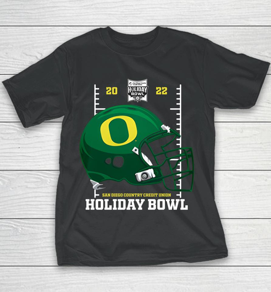 Holiday Bowl Oregon Ducks Helmet 2022 Black Holiday Bowl Shop Youth T-Shirt