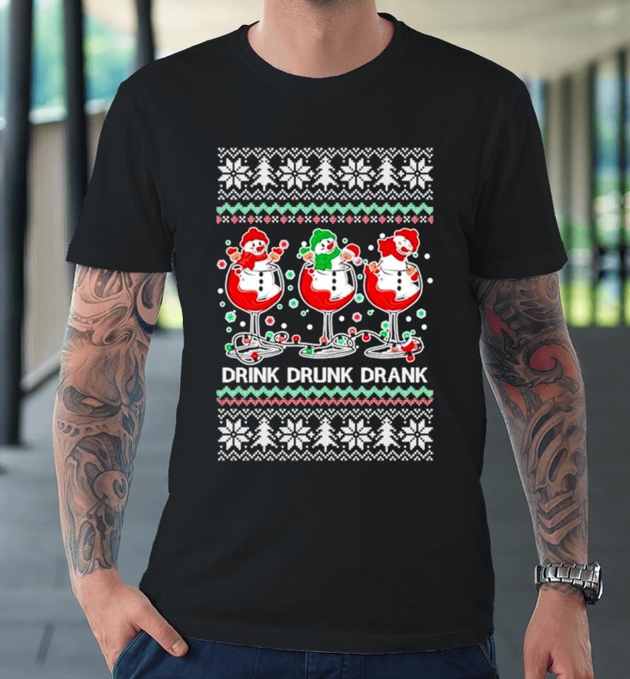 Holiday Spirits Drink Drank Drunk Snowmen Ugly Christmas Premium T-Shirt